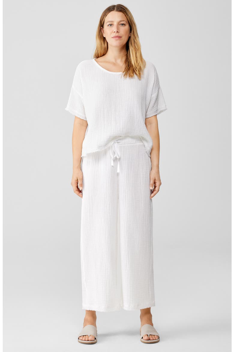 Wide Leg Organic Cotton Pants, Alternate, color, WHITE