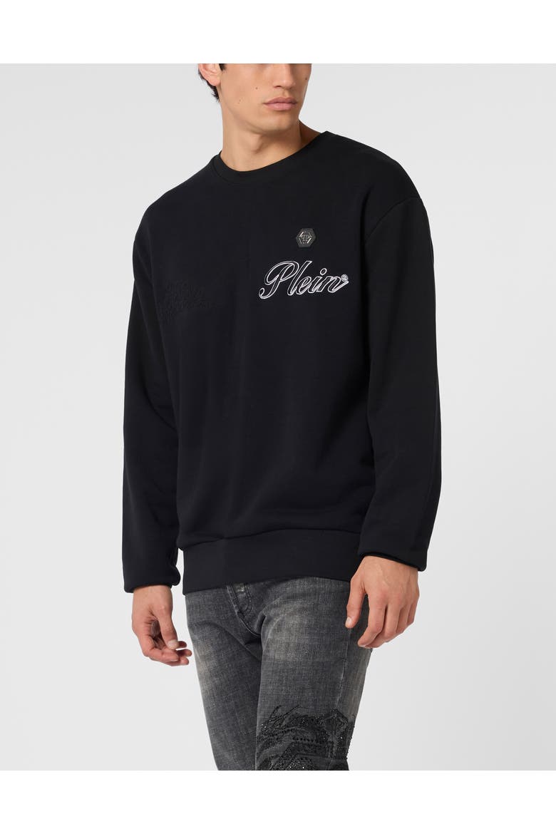 Round Neck Sweatshirt Signature Men, Main, color, black