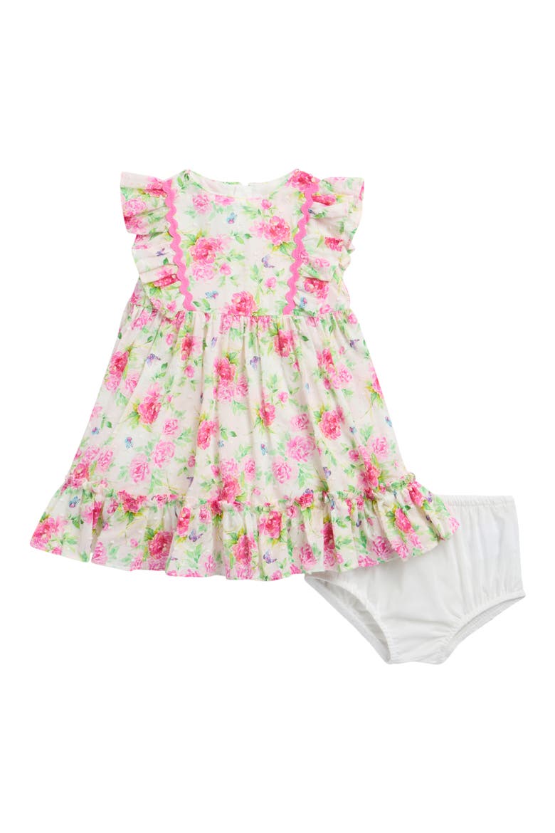 Kids' Daphne Floral Ruffle Trim Dress, Main, color, PINK