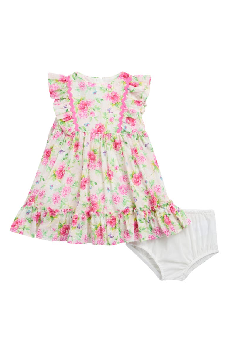 Pippa & Julie Kids' Daphne Floral Ruffle Trim Dress, Main, color, Pink