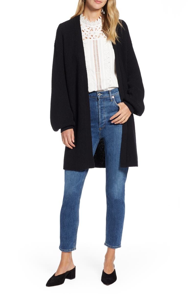 Halogen<sup>®</sup> Long Blouson Sleeve Cardigan, Main, color, 