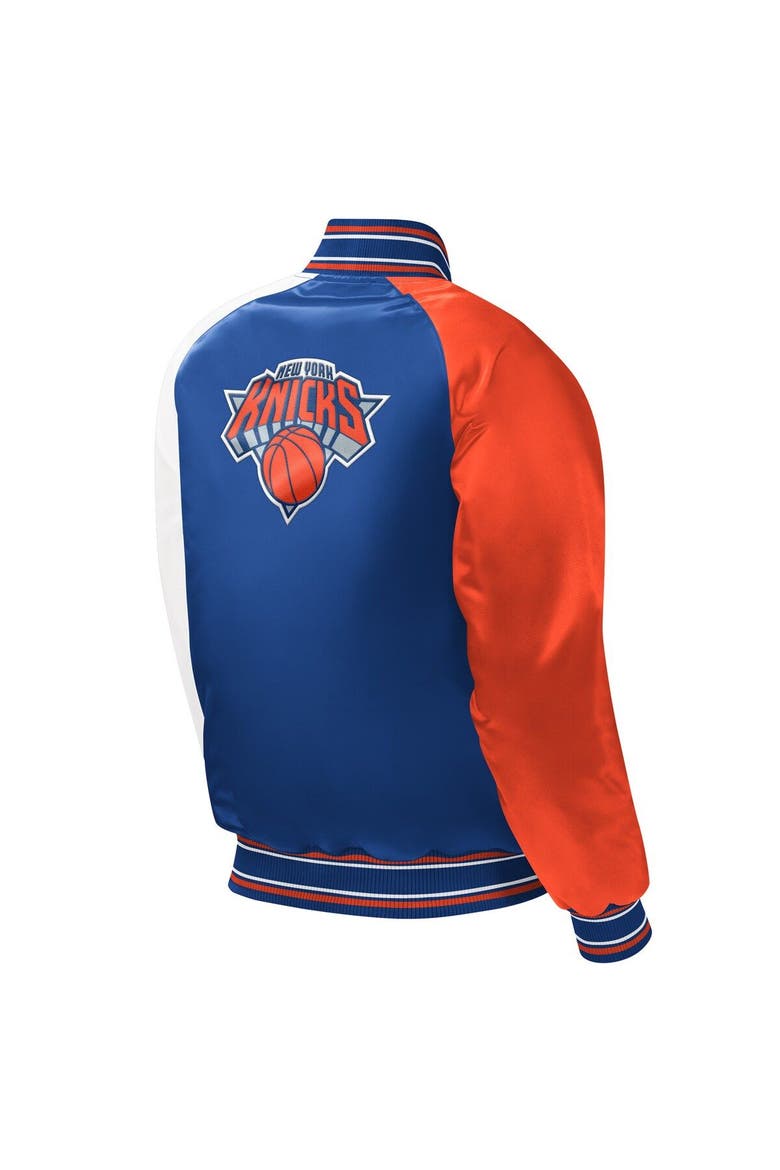 Youth Starter Royal New York Knicks Raglan Full-Snap Varsity Jacket, Alternate, color, Royal