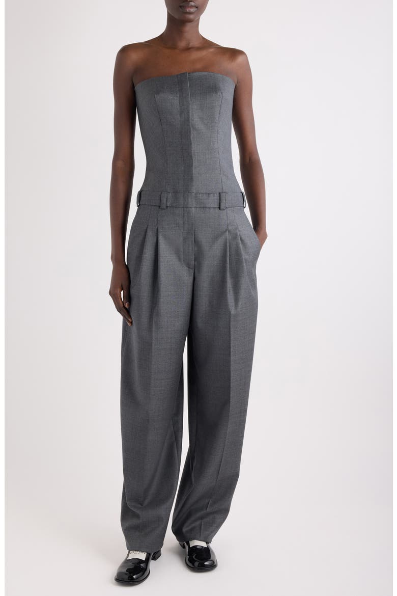 Tailored Wool Bustier Jumpsuit, Main, color, 067-GREY MIX