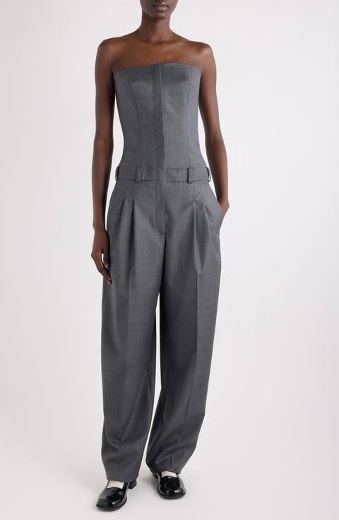 Tailored Wool Bustier Jumpsuit