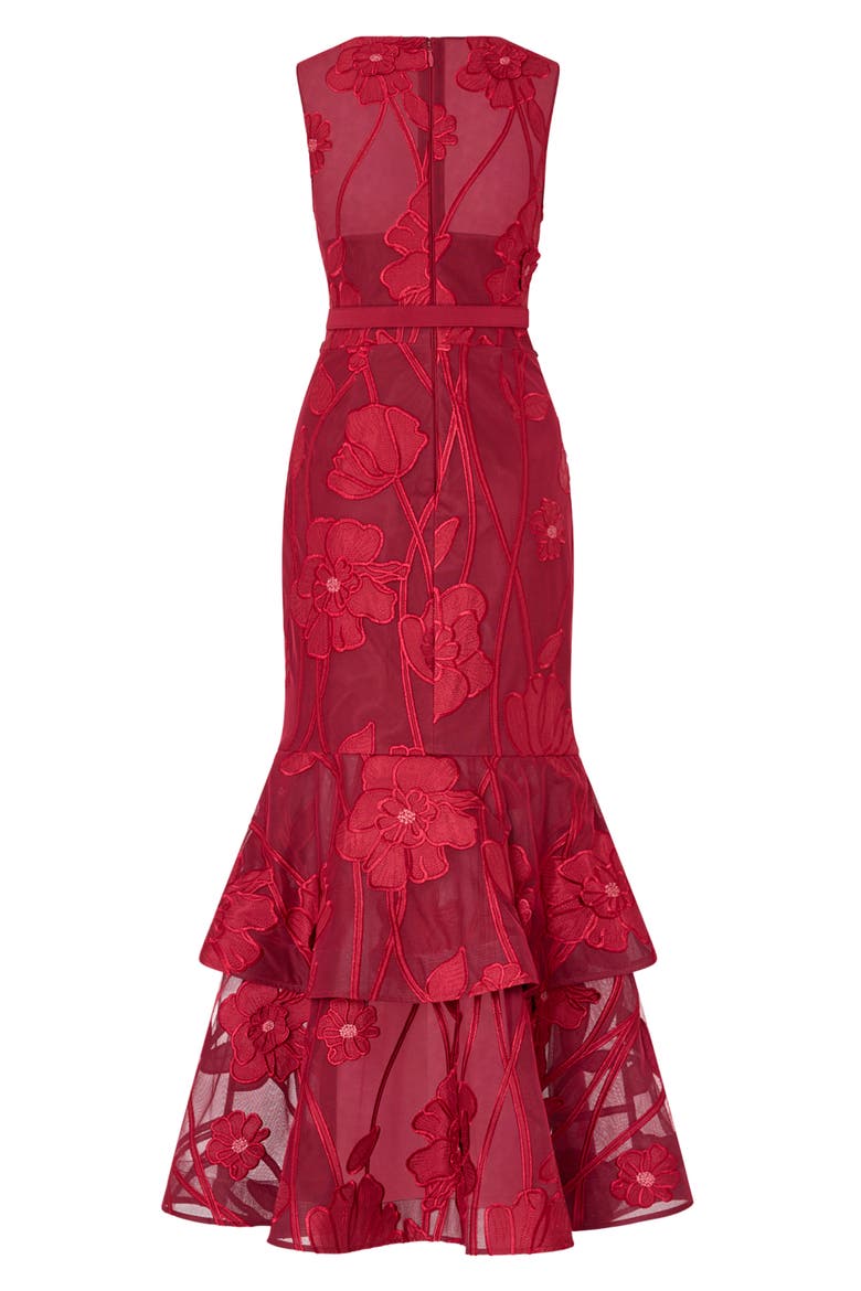 Anna Grand Fleur Embroidered Gown, Alternate, color, BURGUNDY