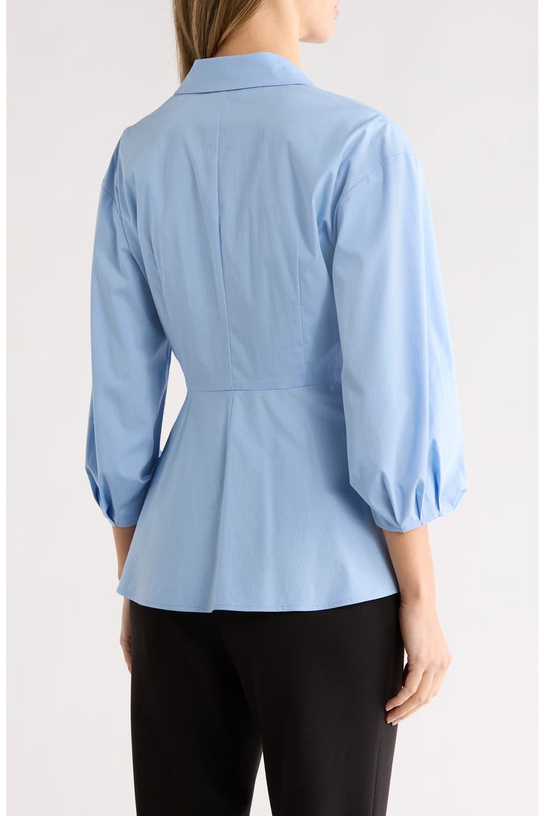 Draped D-Ring Faux Wrap Top, Alternate, color, LIGHT BLUE