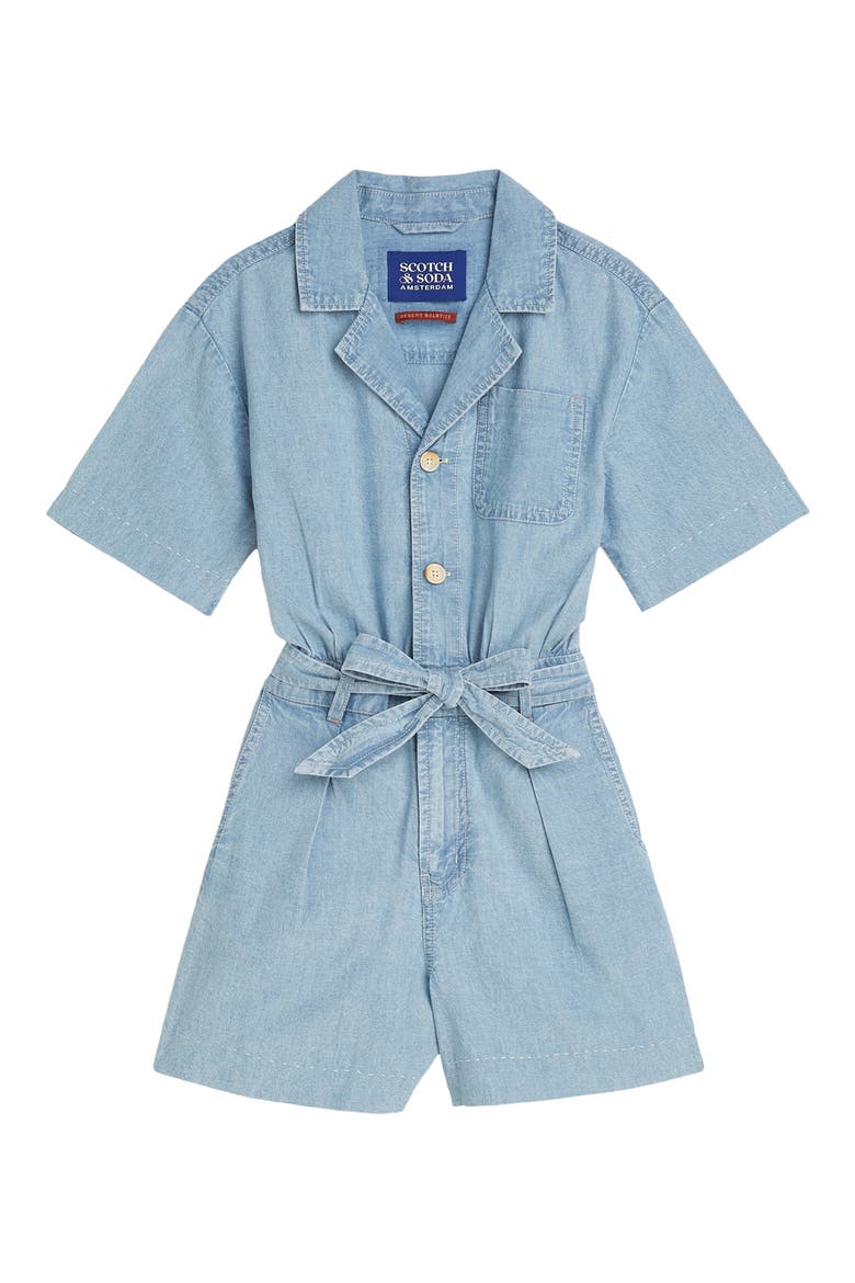 Kids' Chambray Romper, Main, color, SHINE A LIGHT