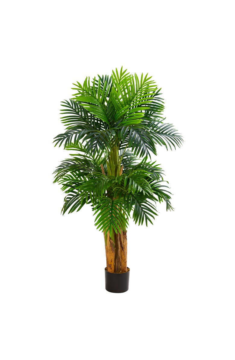 NEARLY NATURAL 5-ft Triple Areca Palm Artificial Tree, Main, color, Green