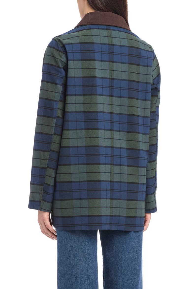 Plaid Water Resistant Rain Jacket, Alternate, color, GREEN TARTAN PLAID