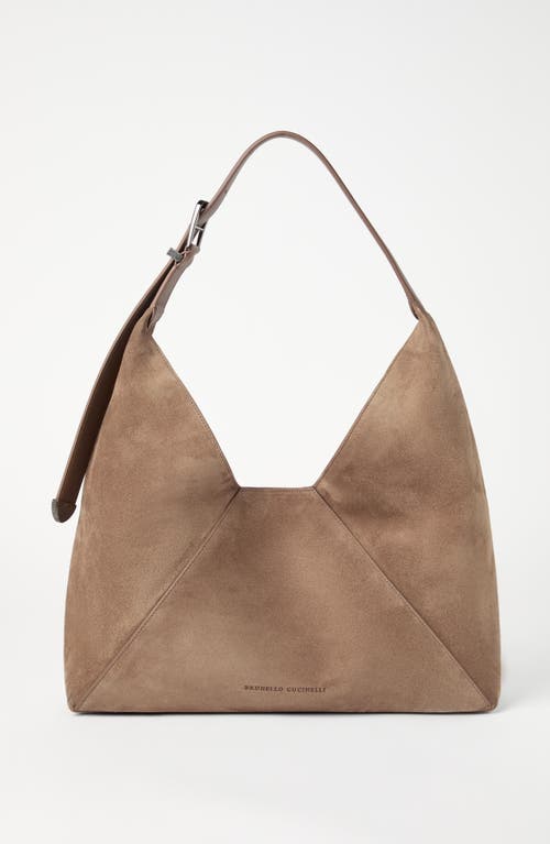 BRUNELLO CUCINELLI BRUNELLO CUCINELLI SUEDE CALFSKIN BC DUO HOBO BAG 