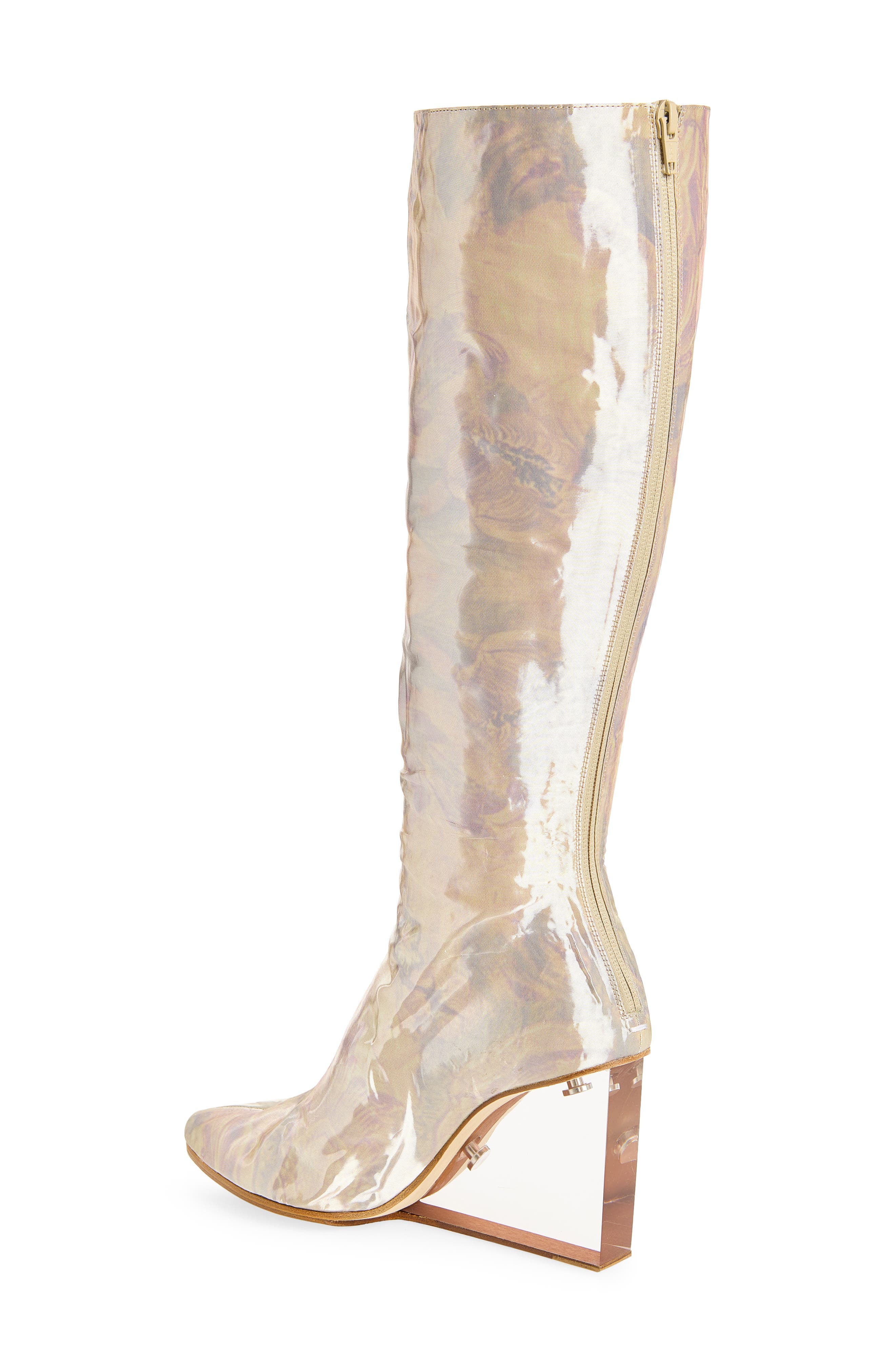 Maison Margiela Tabi Claw Plexi Knee High Boot, Alternate, color, Metallic Silver