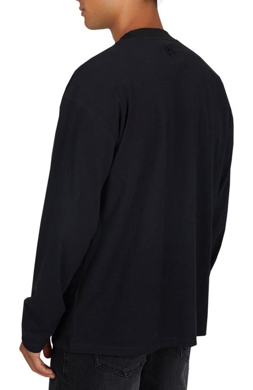 Good For Nothing Emblem Tonal Relaxed Slub Long Sleeve T-shirt In Black