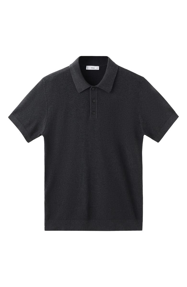 MANGO Fine Knit Polo, Alternate, color, Black