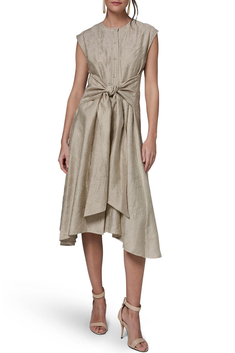 Embroidered Handkerchief Hem Midi Dress, Main, color, TUSCAN GREY