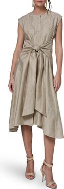 Donna Karan New York Embroidered Handkerchief Hem Midi Dress