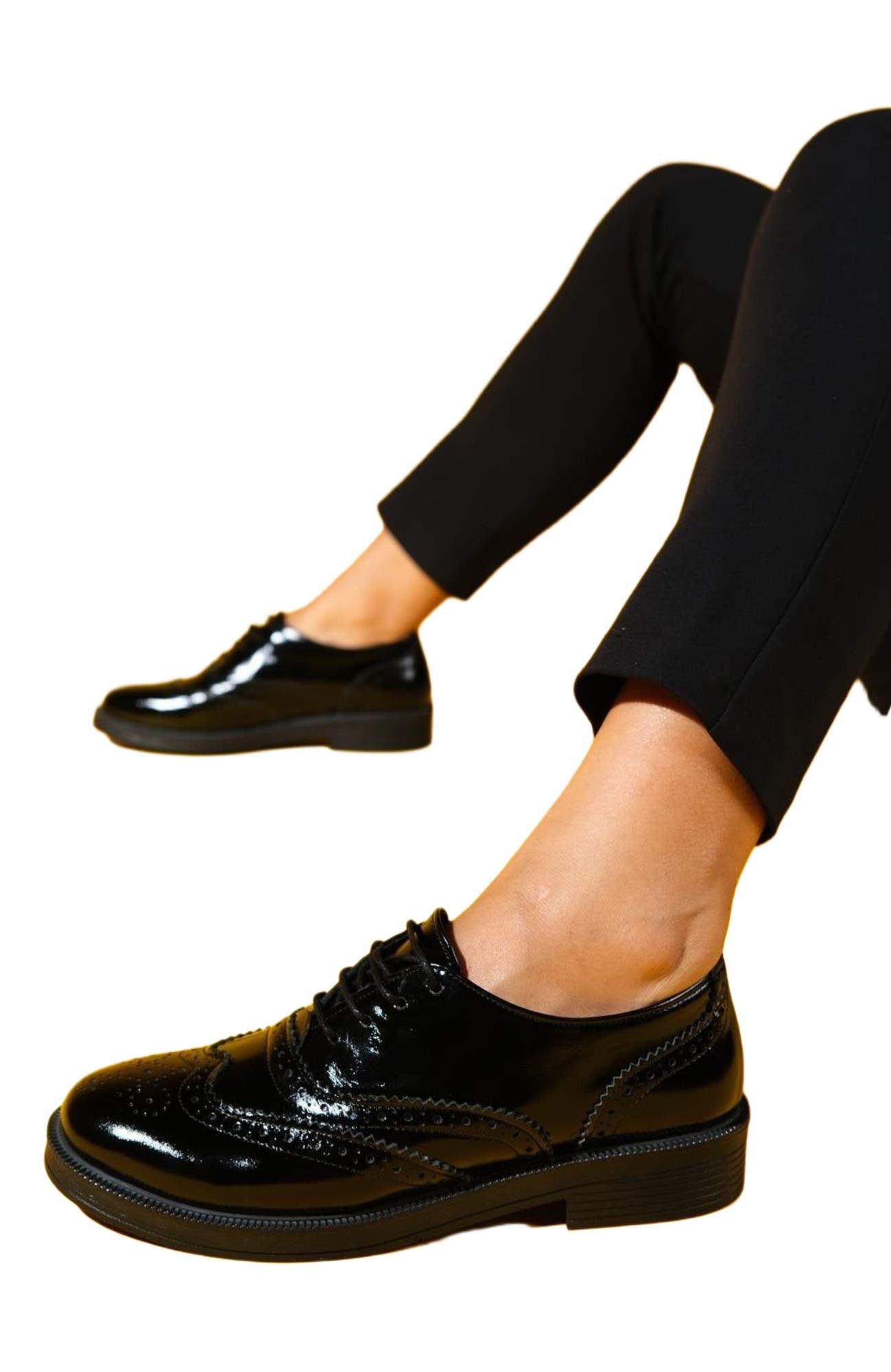 Forever & Always Shoes Avra Leather Oxford, Alternate, color, Black Patent Leather