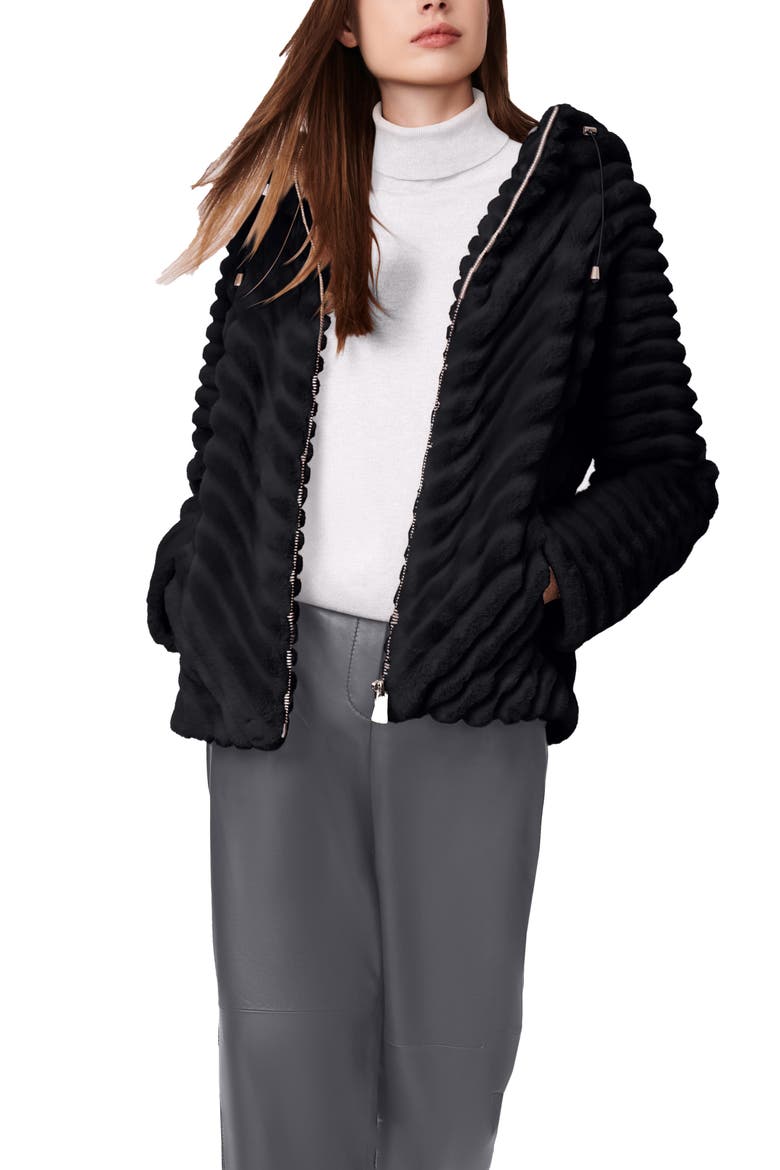 Faux Fur Jacket, Alternate, color, BLACK
