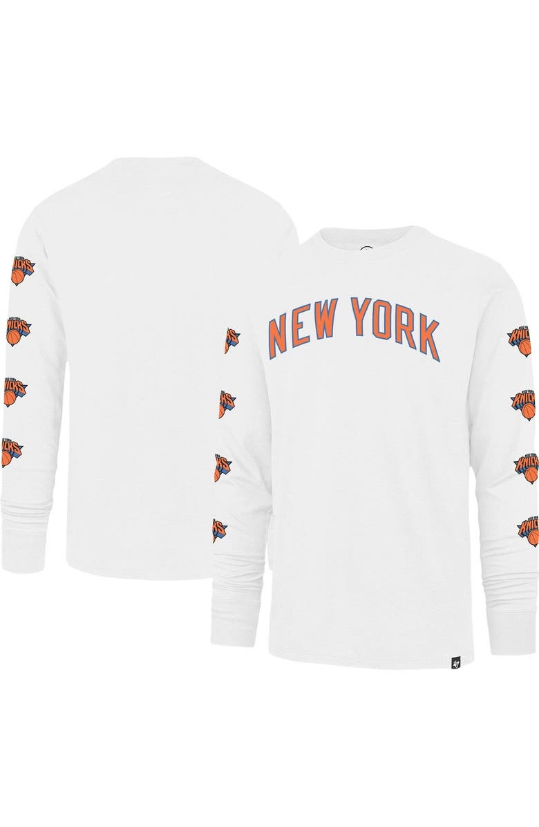 '47 Men's '47 White New York Knicks City Edition Downtown Franklin Long Sleeve T-Shirt, Main, color, 