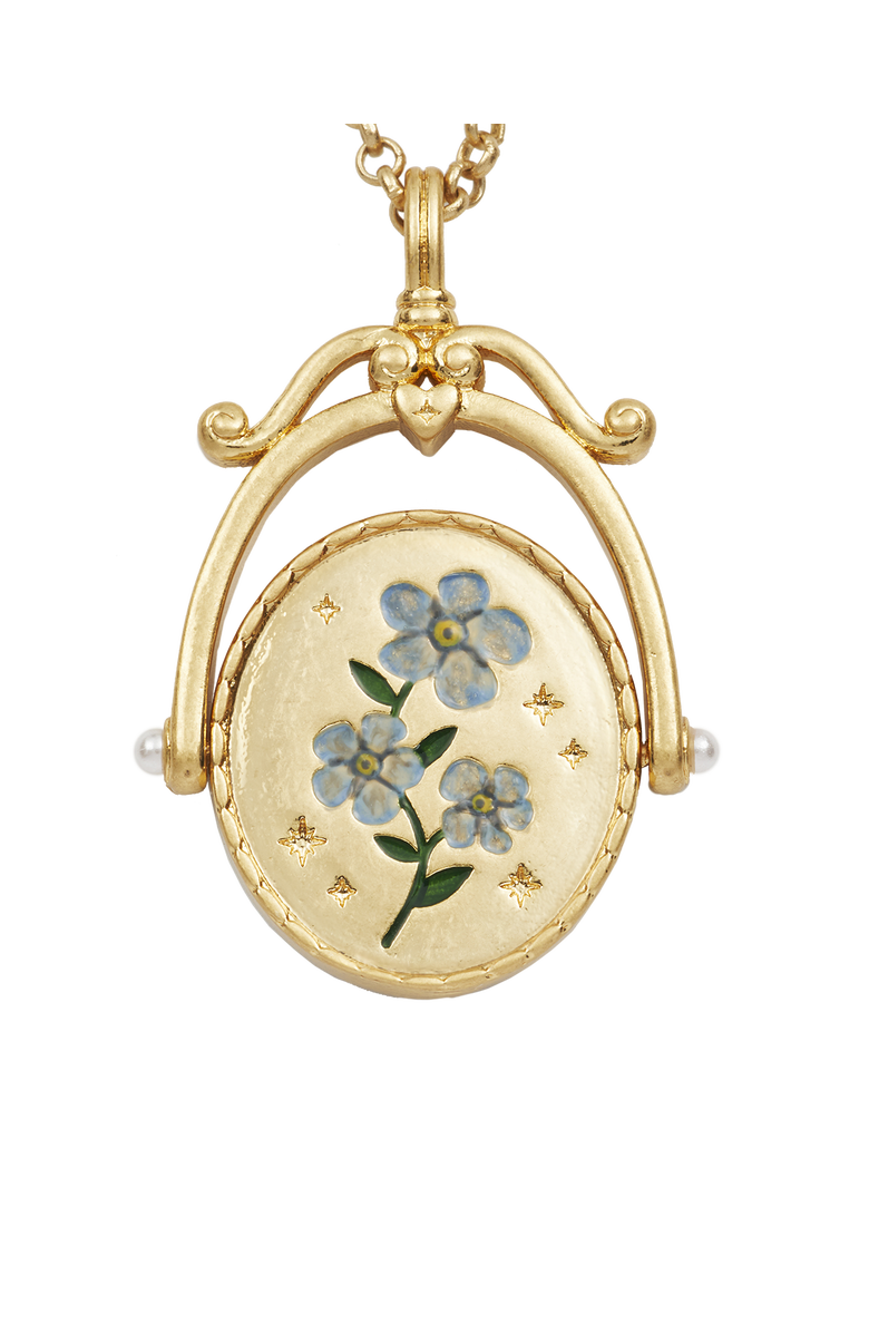 Fable England F Initial Forget-Me-Not Gold Spinner Chain Necklace, Alternate, color, Gold