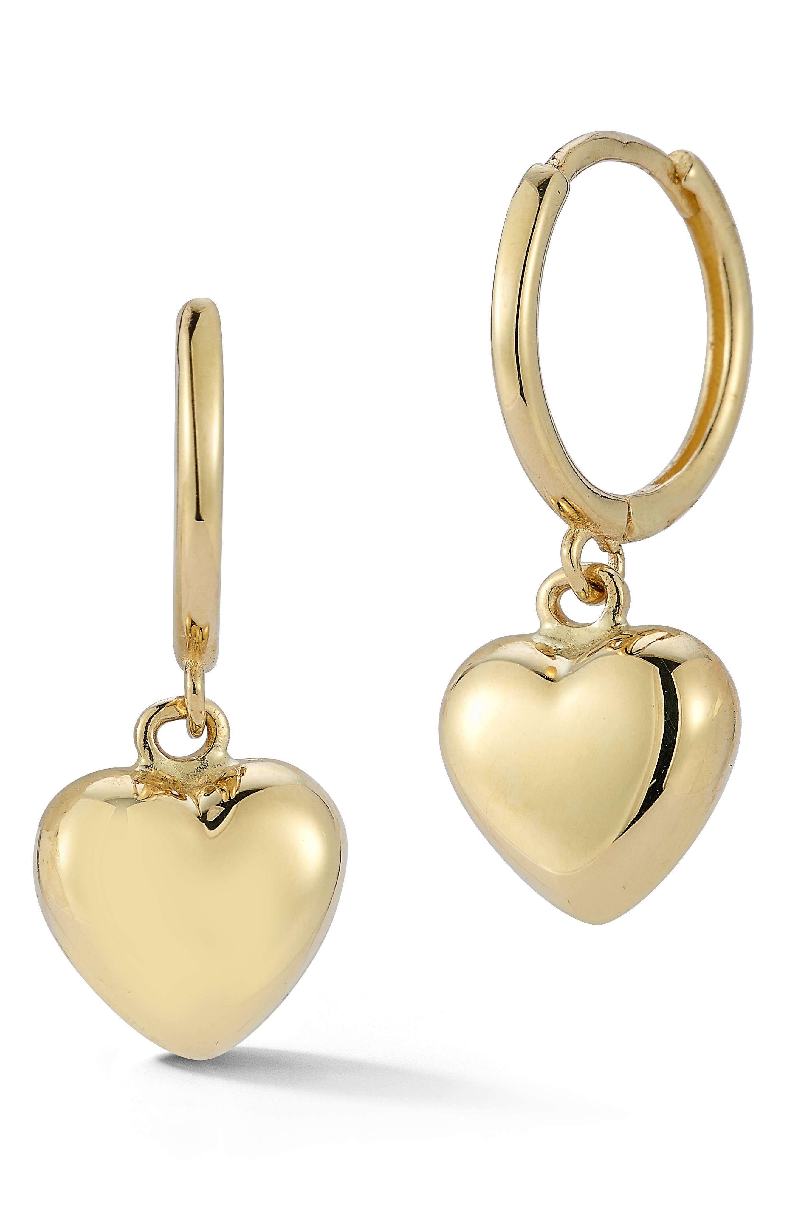 Ember Fine Jewelry 14K Yellow Gold Heart Drop Huggie Hoop Earrings
