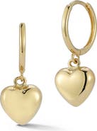Ember Fine Jewelry 14K Yellow Gold Heart Drop Huggie Hoop Earrings