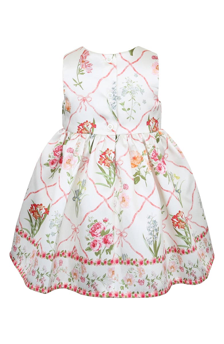 Zunie Lattice Floral Print Sleeveless Party Dress, Alternate, color, Ivory Multi