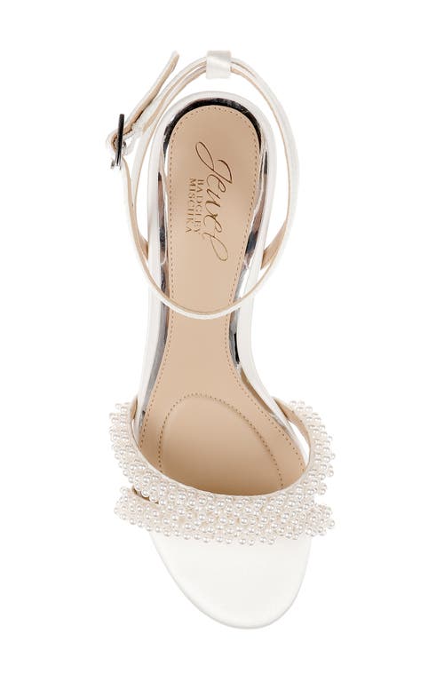 Jewel Badgley Mischka Ninnette Embellished Ankle Strap Sandal In Ivory Satin