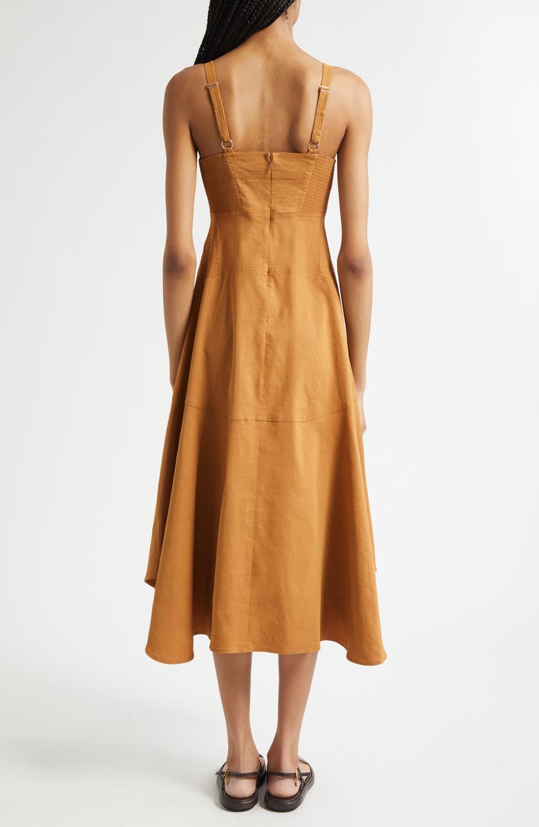 A.L.C. Harlow Fit & Flare Linen Blend Midi Dress, Alternate, color, Light Brown