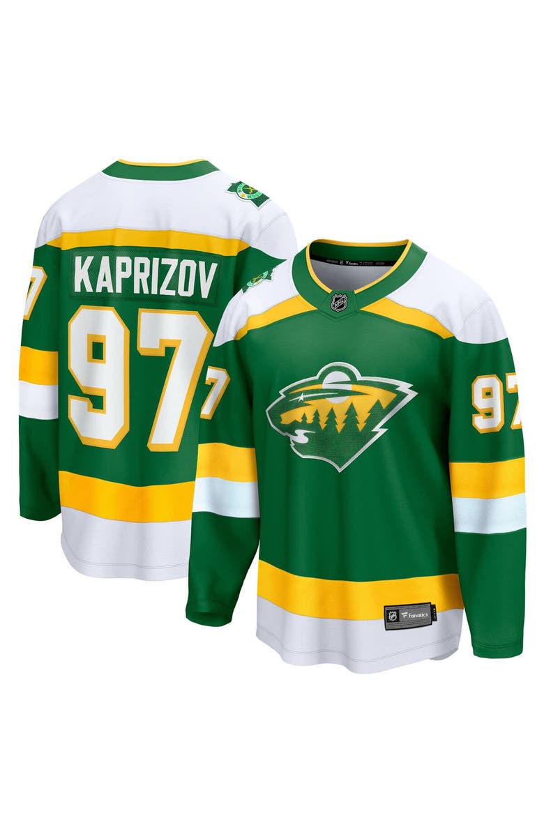 FANATICS Men's Fanatics Branded Kirill Kaprizov Green Minnesota Wild Alternate Premier Breakaway Player Jersey, Alternate, color,