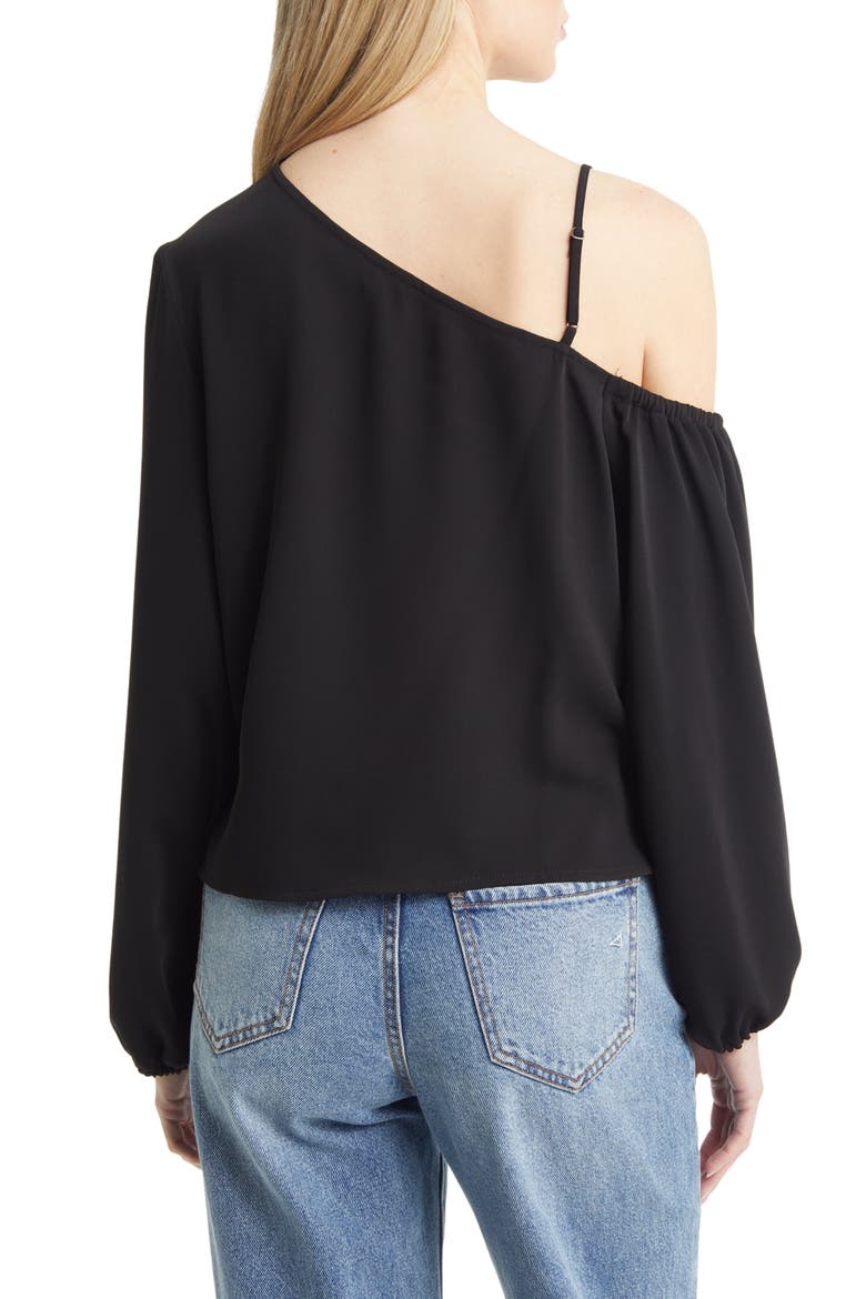 Pleated Asymmetric Top, Alternate, color, BLACK