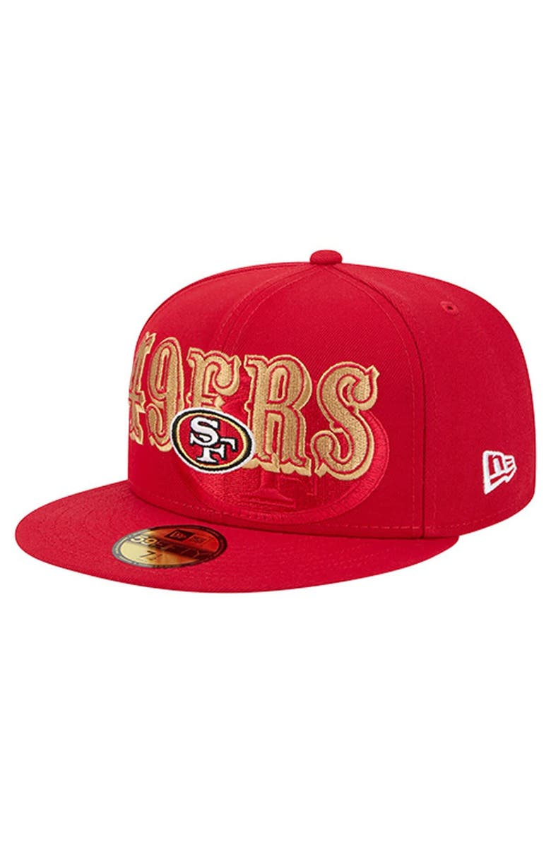 New Era Men's New Era Scarlet San Francisco 49ers Overlap Wordmark 59FIFTY Fitted Hat, Alternate, color, Scarlet