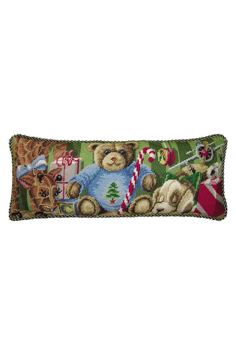 Babies In Toyland Needlepoint Pillow, 8" x 20", Main, color, Green