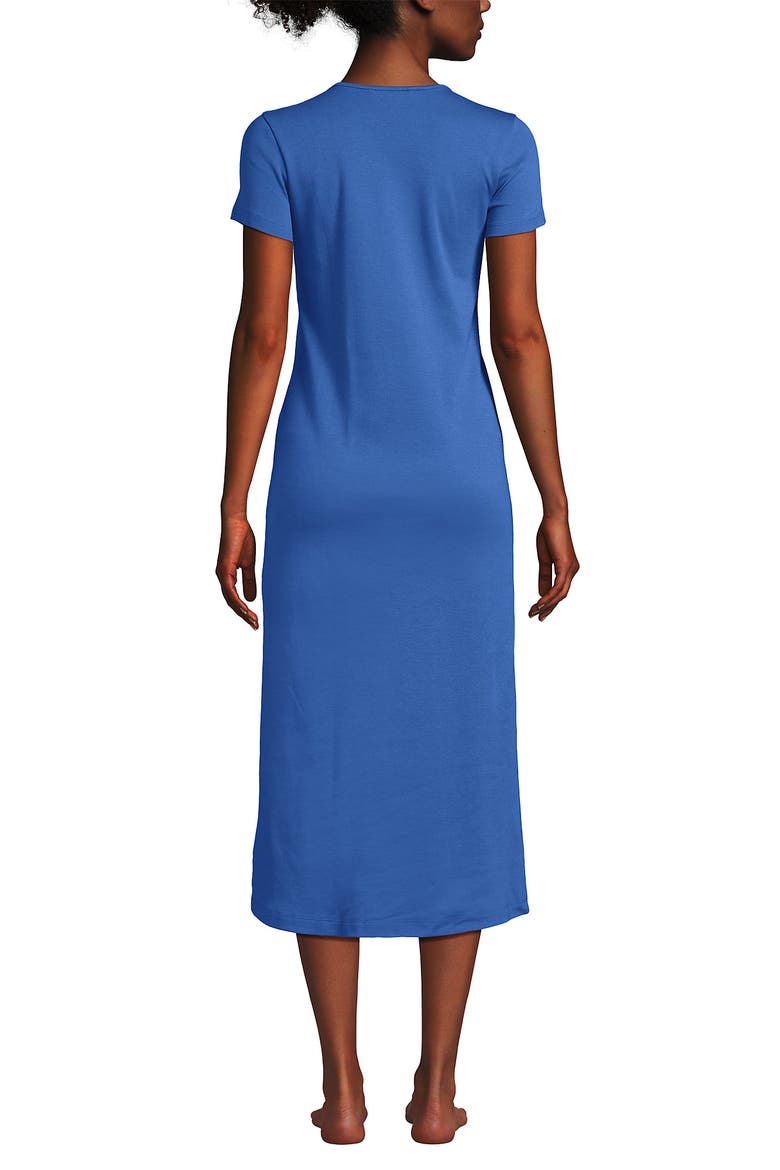 Cotton Short Sleeve Midcalf Nightgown, Alternate, color, Muted Cobalt Blue