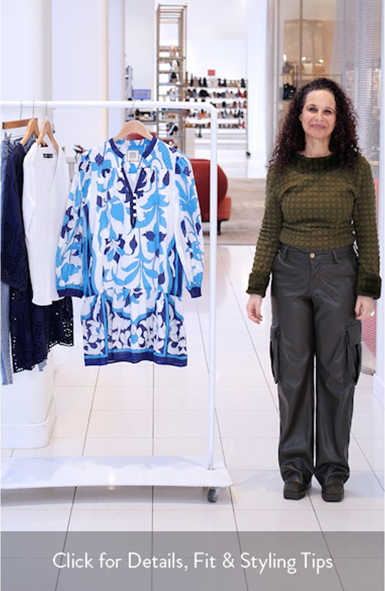 Elle Long Sleeve Cotton & Silk Minidress, sales video thumbnail