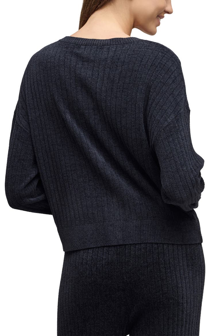 CozyChic® Ultra Lite® Textured Ribbed Cardigan, Alternate, color, BLACK
