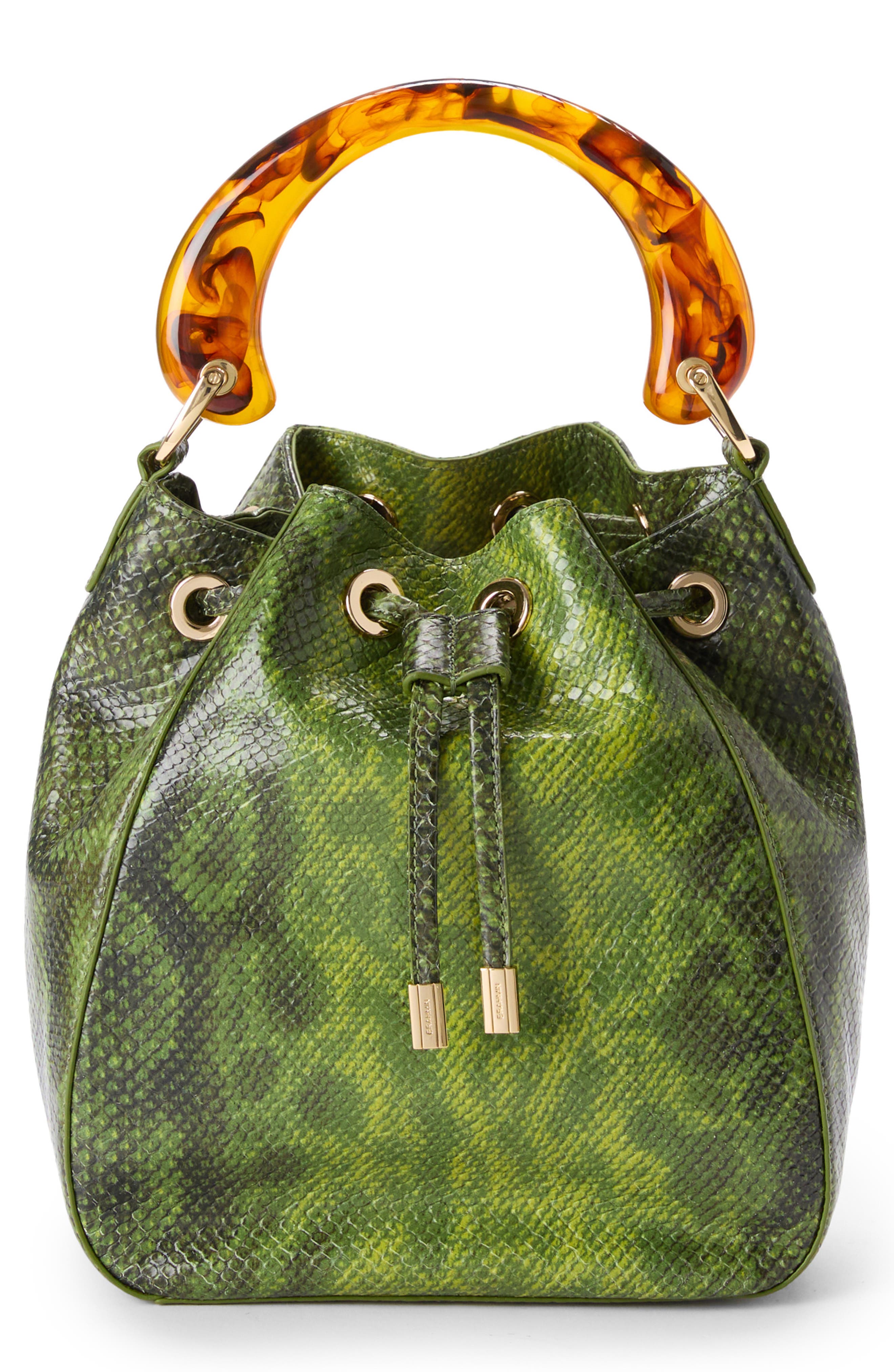 Brahmin Melinda Snake Embossed Leather Bucket Bag, Main, color, 