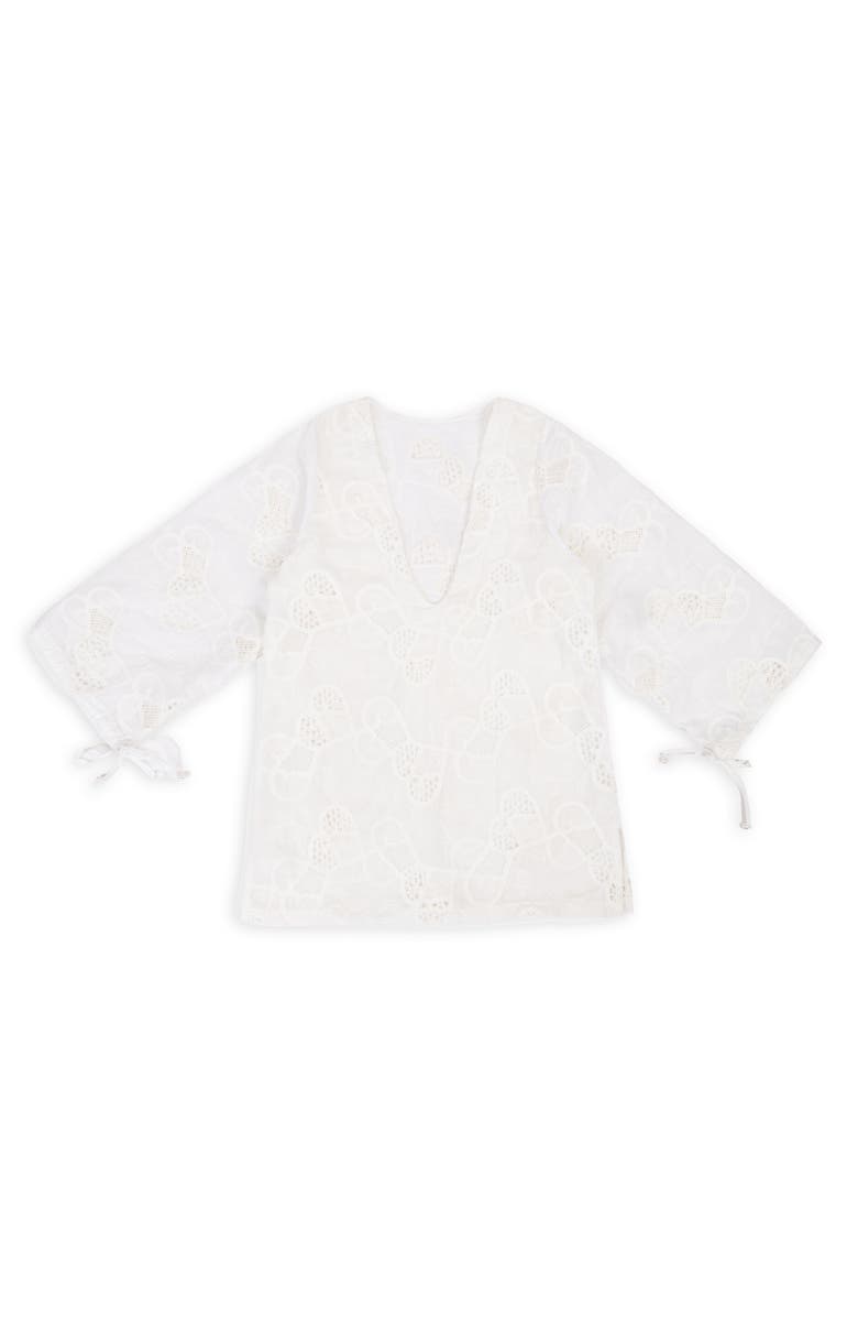 SAACHI Heart Eyelet Short Kaftan, Alternate, color, White