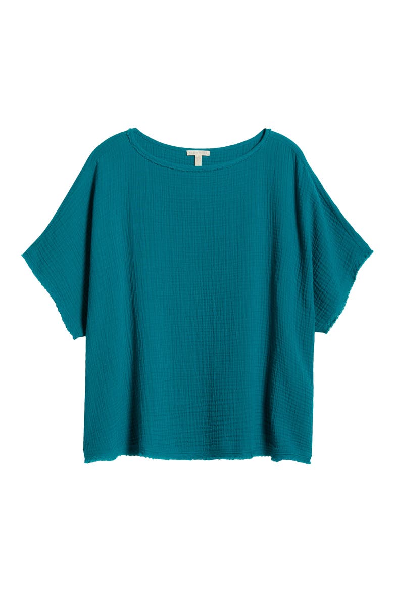 Dolman Sleeve Organic Cotton Gauze Top, Alternate, color, ESMERALDA