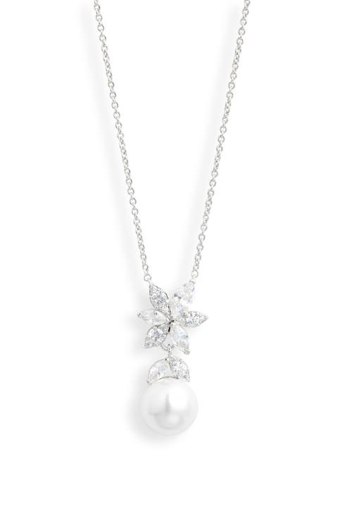 Under the Sea Cubic Zirconia & Faux Pearl Pendant Necklace