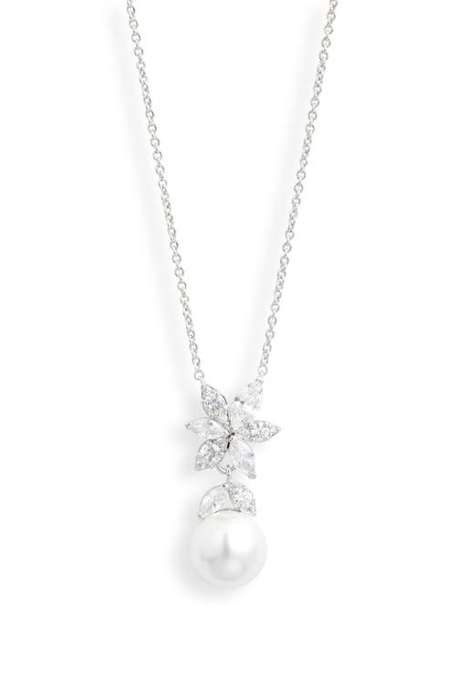 Nadri Under The Sea Cubic Zirconia & Faux Pearl Pendant Necklace In Metallic