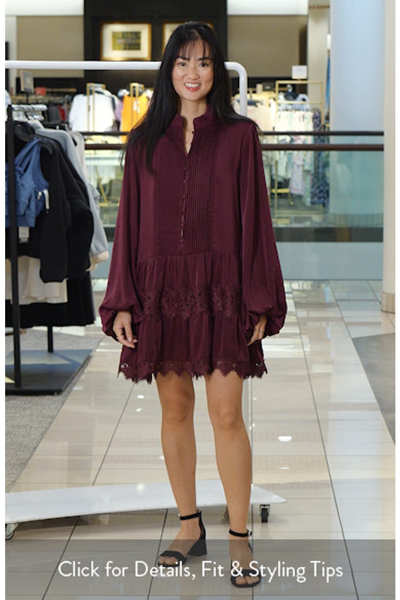 Antonia Lace Trim Long Sleeve Satin Minidress video