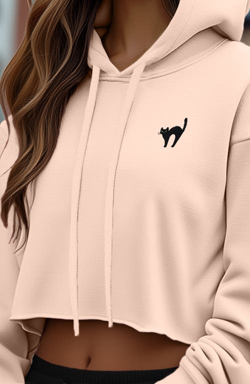 DALIX DALIX BLACK CAT CROPPED FLEECE HOODIE 