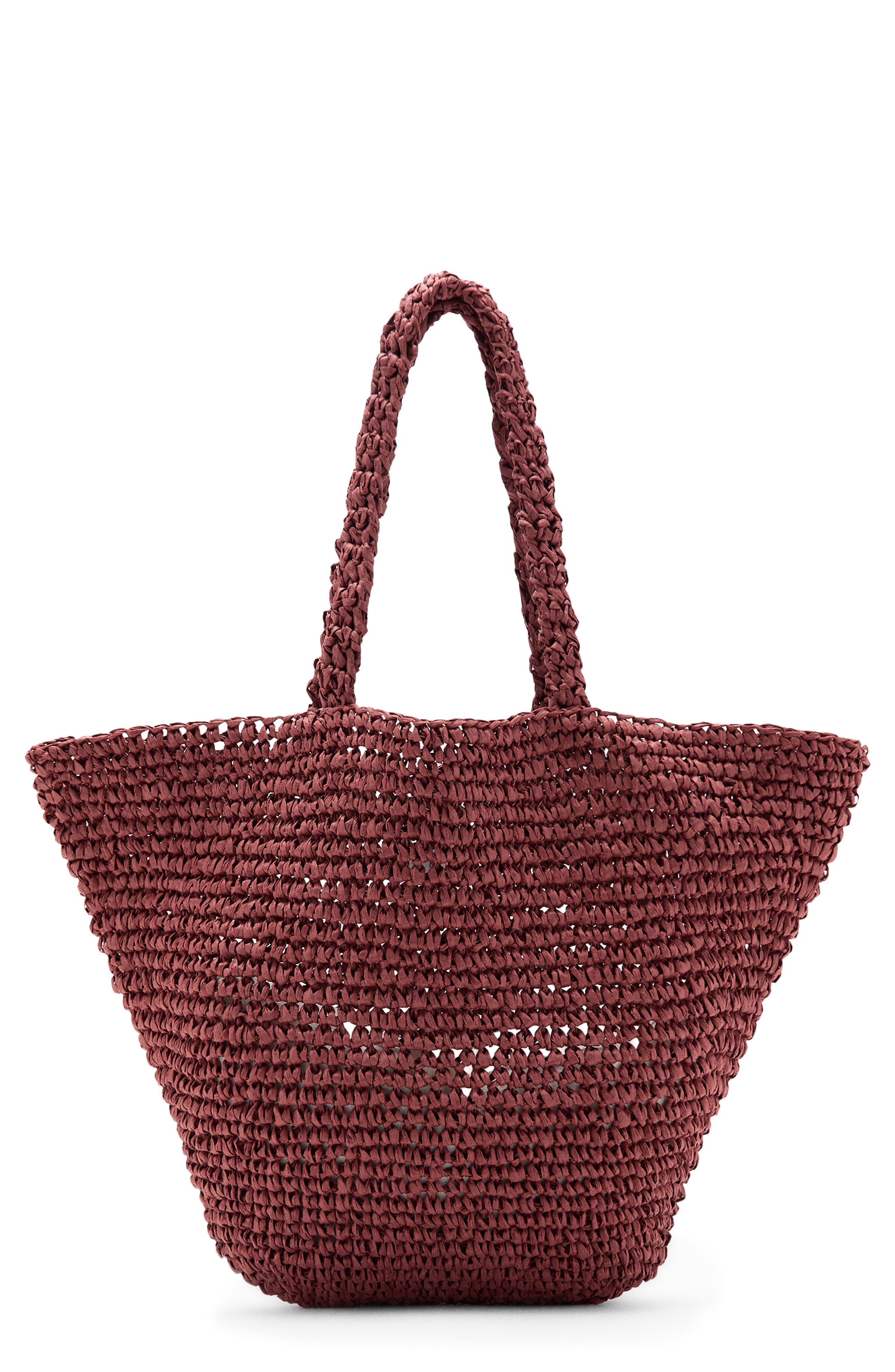 MANGO TEEN Natural Fiber Tote, Main, color, Burgundy
