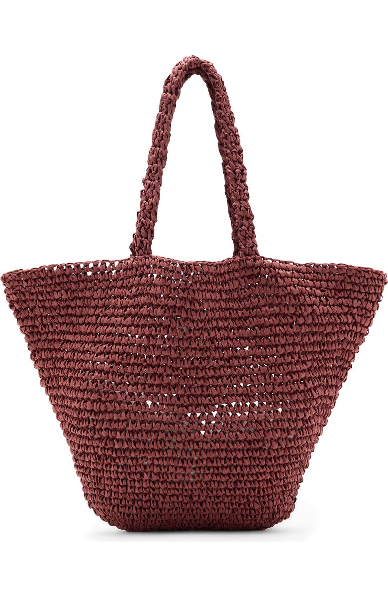 MANGO TEEN Natural Fiber Tote, Main, color, Burgundy