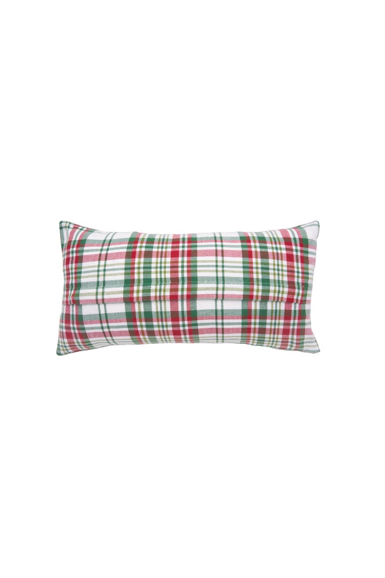 Plaid Typographical Decorative Throw Pillows, Alternate, color, White