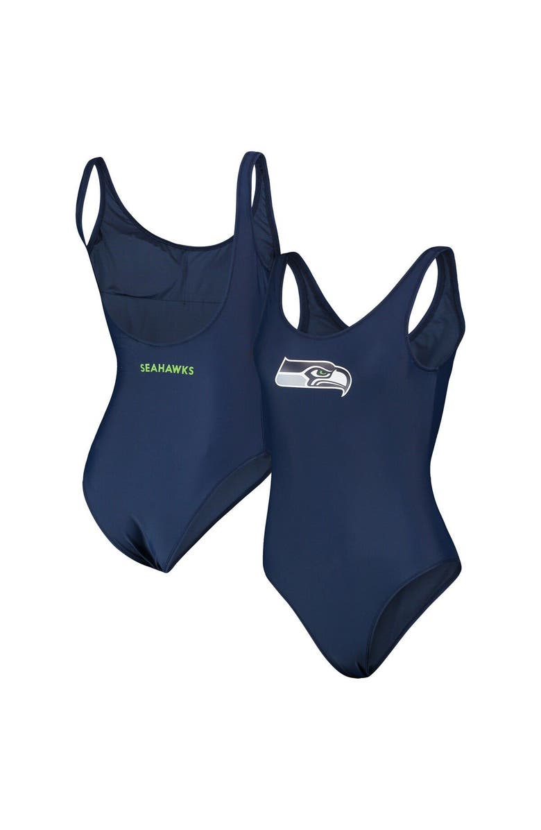 G-III 4HER BY CARL BANKS Women's G-III 4Her by Carl Banks Scarlet Seattle Seahawks Making Waves One-Piece Swimsuit, Main, color, Navy