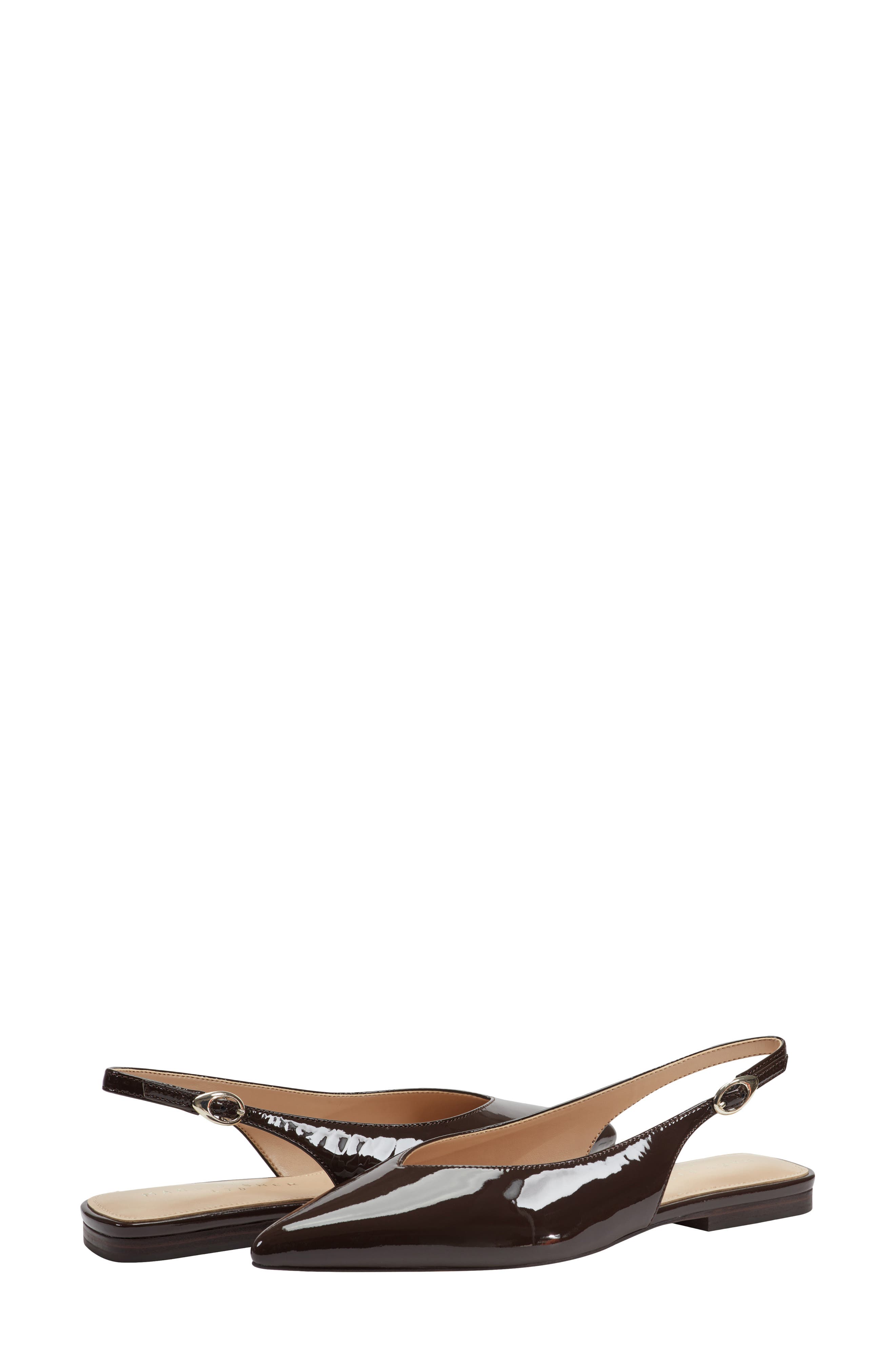 Gabra Pointed Toe Slingback Flat, Alternate, color, DARK BROWN