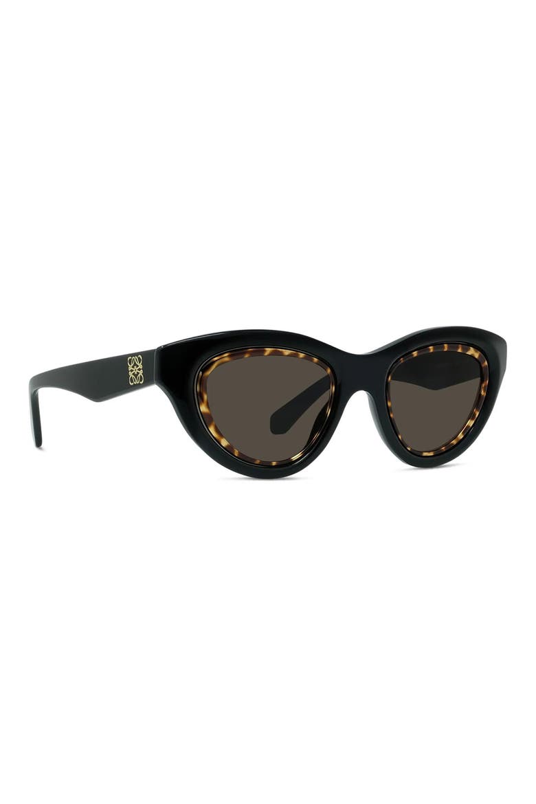 Anagram 53mm Cat Eye Sunglasses, Alternate, color, SHINY BLACK / BROWN