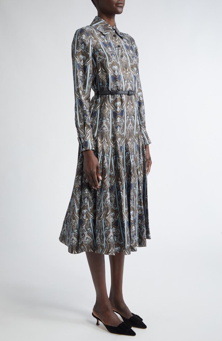 Emilia Wickstead Marione Paisley Long Sleeve Silk Twill Midi Dress, Alternate, color,