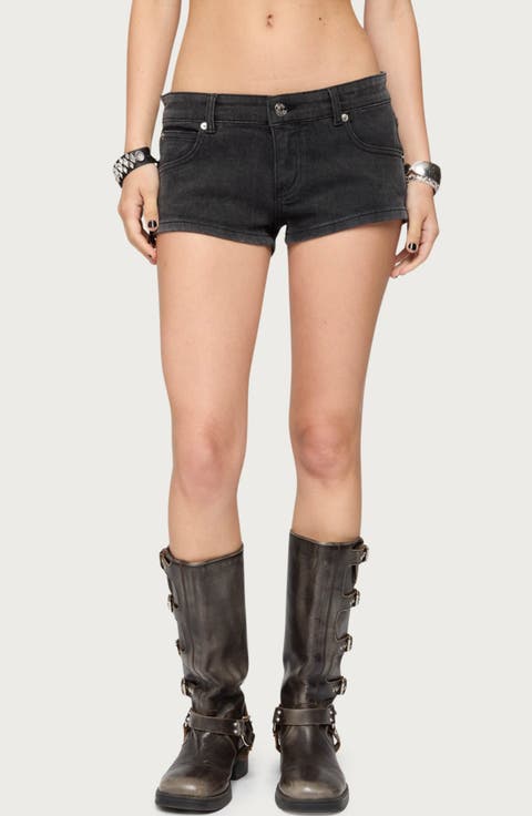 Syra Zip Detail Low Rise Denim Shorts